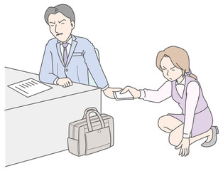 密書をOLに渡すビジネスマン