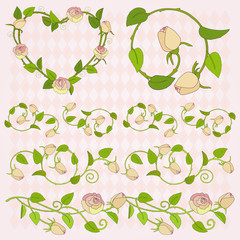 Set of rose design elements