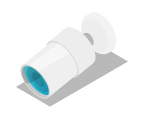 Supermarket surveillance camera isometric 3D icon. Retail and distribution symbol isolated vector illustration.