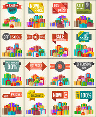 Obraz premium Big Collection of Best Prices Promo Posters Boxes