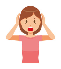 Obraz premium My mom wearing short sleeve clothes is in a hurry