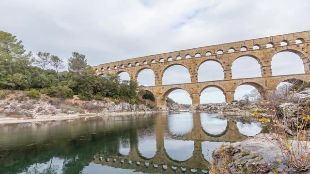 Pont du Gard - the highest of all preserved ancient roman aqueducts. It crosses the Gardon River near the town of Vers-Pont-du-Gard in southern France

