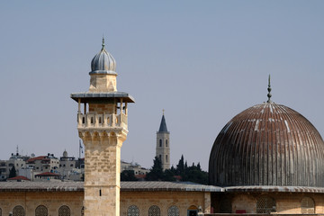 Fototapeta na wymiar Al-Aqsa dome and minaret in Old City of Jerusalem.