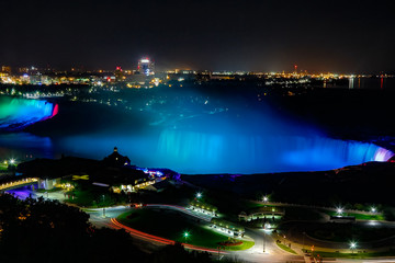 Fantastic views of the Niagara Falls at night, Ontario, Canada