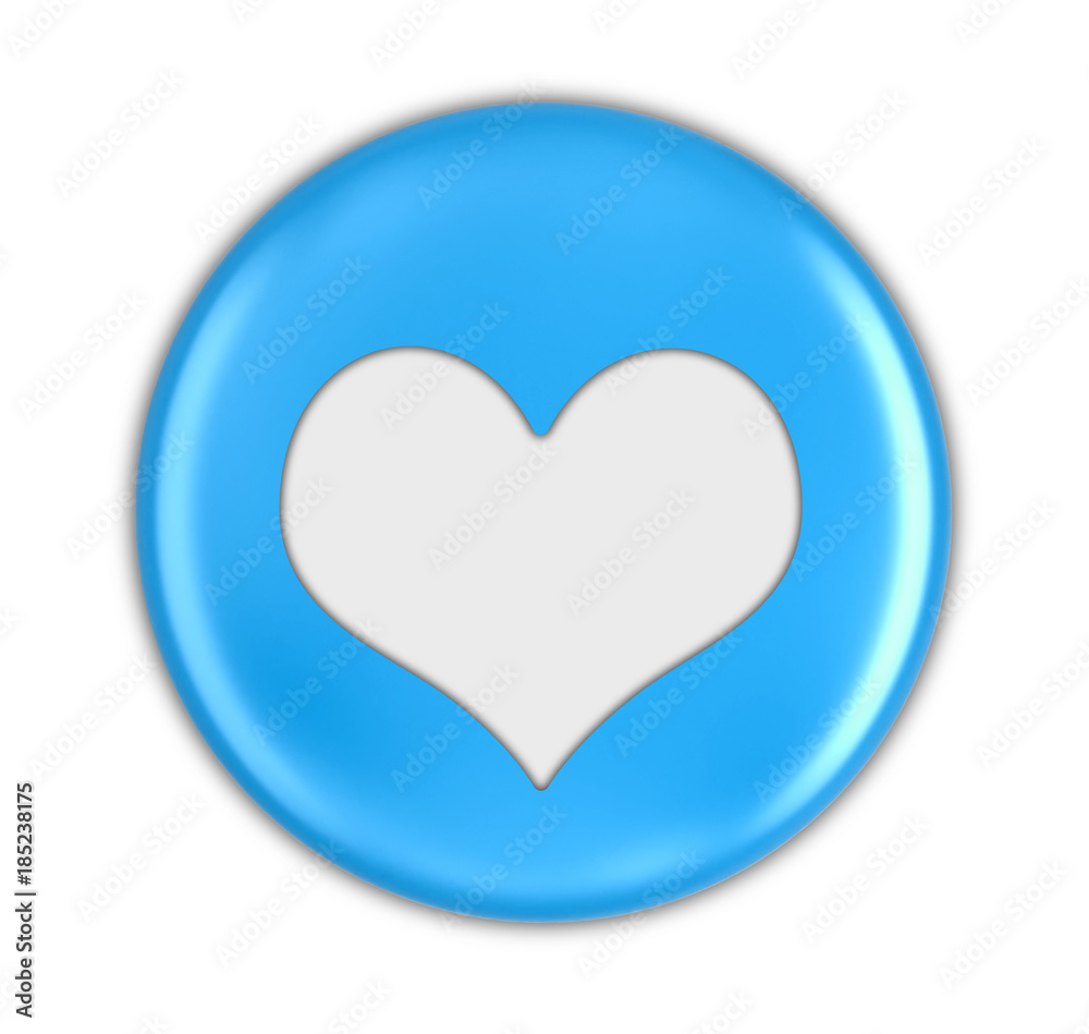 Poster button with heart sign. image with clipping path