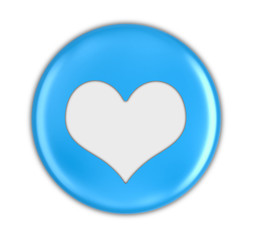 Button with heart sign. Image with clipping path