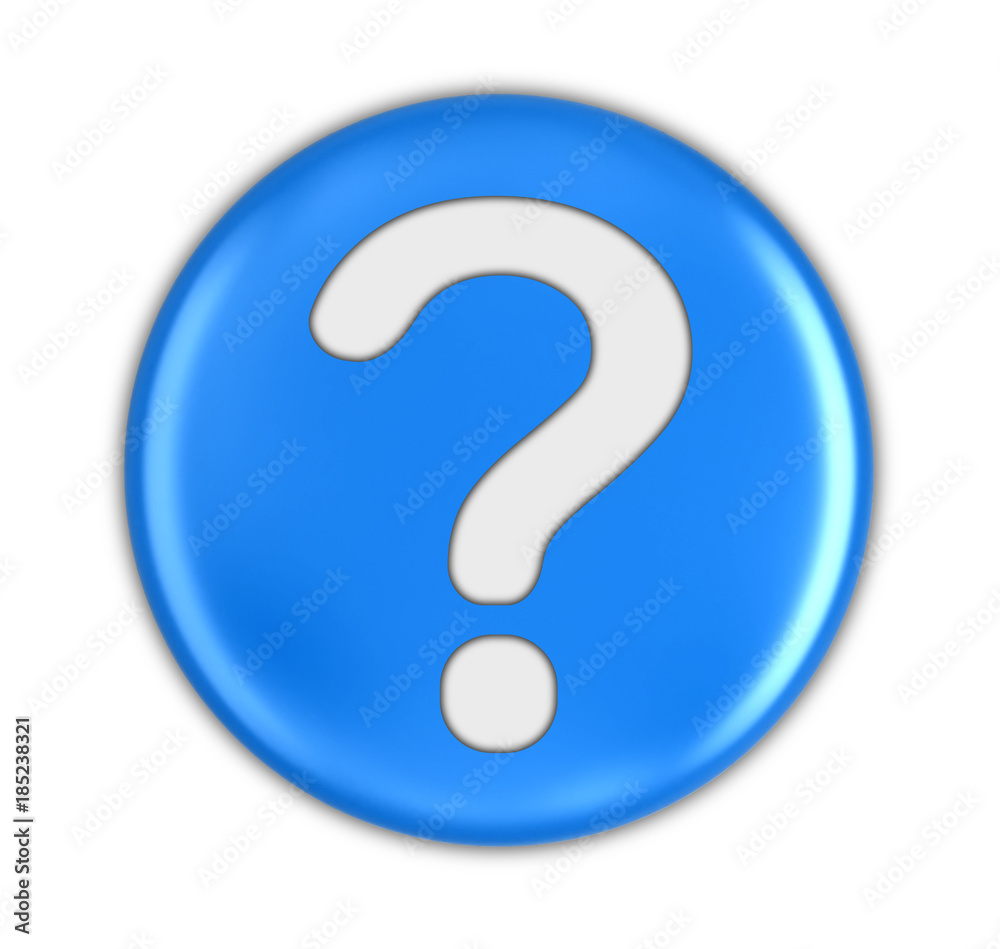 Poster button with question mark. image with clipping path