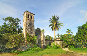 Fototapeta na wymiar German Bell Tower in Kolonia Municipality, Pohnpei, Micronesia. 