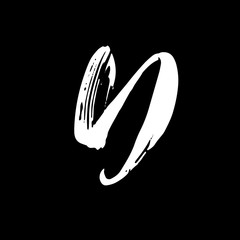 Letter D. Handwritten by dry brush. Rough strokes font. Vector illustration. Grunge style alphabet.