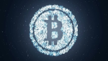 Abstract animation of bitcoin - Powered by Adobe