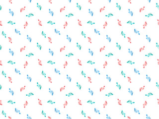 seamless pattern with blue, green and red watercolor paint spots, isolated on white