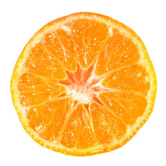Slice of orange clementine isolated on white background
