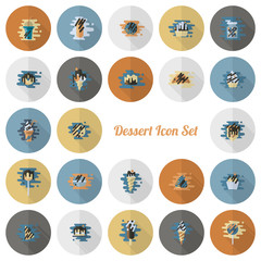 Dessert Icon Set in Modern Flat Design Style