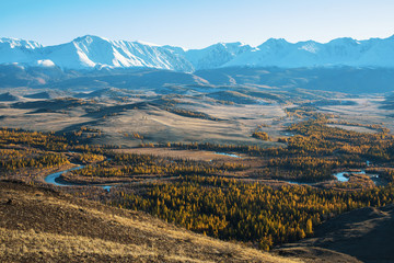 Panorama of Chuya ridge in Altai mountains, Russia.