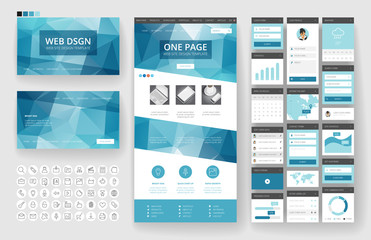 Naklejka premium Website design template and interface elements
