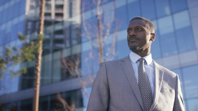 Portrait of a successful black professional, with space for text