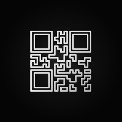 Vector QR Code silver line icon on dark background