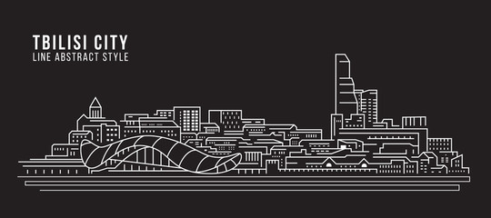 Cityscape Building Line art Vector Illustration design - Tbilisi city