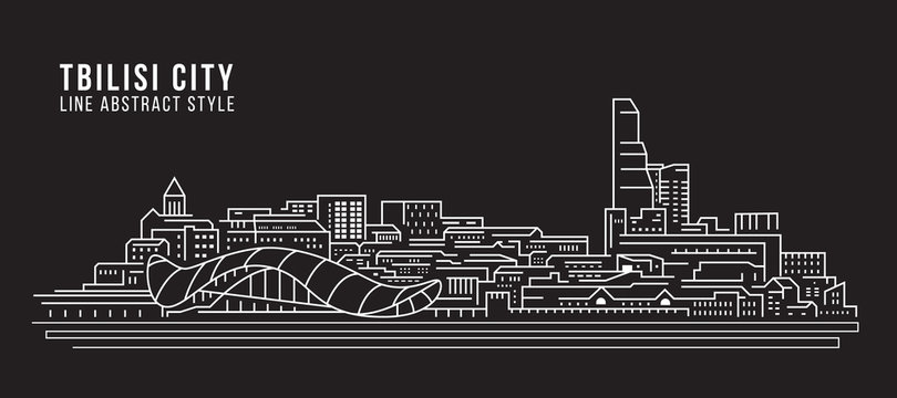 Cityscape Building Line art Vector Illustration design - Tbilisi city