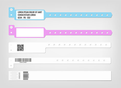 Mockup of different models of bracelet and security codes. Suitable for hospitals and health centers.