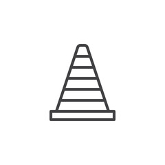 Traffic cone line icon, outline vector sign, linear style pictogram isolated on white. Road cone symbol, logo illustration. Editable stroke