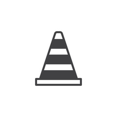 Traffic cone icon vector, filled flat sign, solid pictogram isolated on white. Road cone symbol, logo illustration