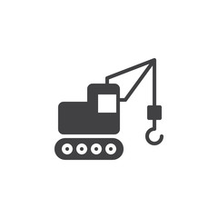 Building crane truck icon vector, filled flat sign, solid pictogram isolated on white. Symbol, logo illustration