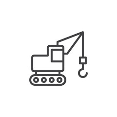 Building crane truck line icon, outline vector sign, linear style pictogram isolated on white. Symbol, logo illustration. Editable stroke