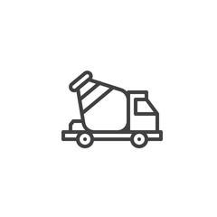 Concrete mixer truck line icon, outline vector sign, linear style pictogram isolated on white. Symbol, logo illustration. Editable stroke