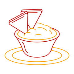 delicious nachos with sauce vector illustration design