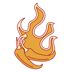 spicy chile vegetable with flames vector illustration design