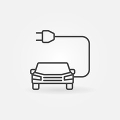 Car with plug icon or symbol in line style