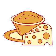 delicious cheese with sauce vector illustration design