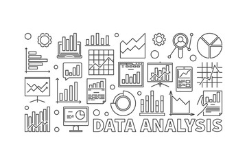 Data analysis line vector banner