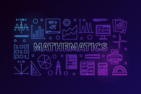 Mathematics vector line colorful horizontal banner