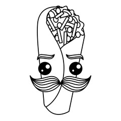 delicious mexican burrito with mustache kawaii vector illustration design