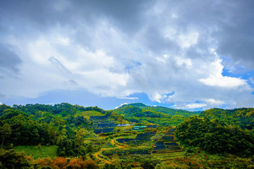 high mountains peaks range clouds in fog scenery landscape national park view outdoor  at Doi Ang Khang, Chiang Mai Province, Thailand