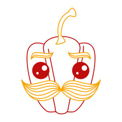 fresh pepper with mustache kawaii character vector illustration design