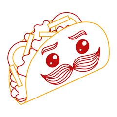 delicious mexican tacos with mustache kawaii vector illustration design