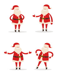 Set of Santa Clauses in Different Pose Vector Icon