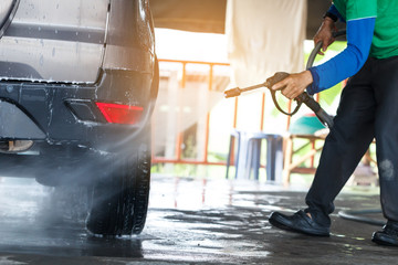 Car washing at the car wash shop