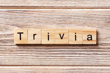 trivia word written on wood block. trivia text on table, concept