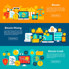 Bitcoin Cryptocurrency Horizontal Banners