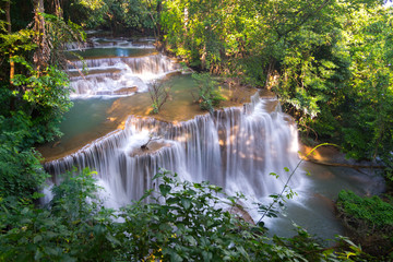 Waterfall beautiful in southeast asia. Huay Mae Kamin waterfall kanchanaburi Thailand.