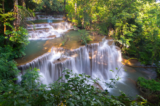 Waterfall beautiful in southeast asia. Huay Mae Kamin waterfall kanchanaburi Thailand. © Sunday Stock