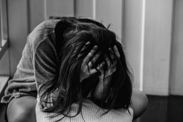Unhappy lonely depressed woman, Concept of unemployed, sadness, depression,low self-esteem broken...