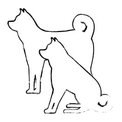 dogs mascots silhouettes icon vector illustration design