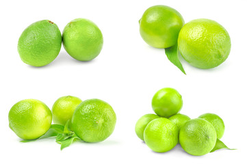 Group of limes isolated over a white background