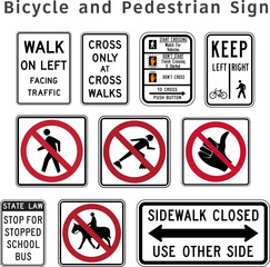 Regulatory traffic sign. Bicycles and Pedestrians. Vector illustration.