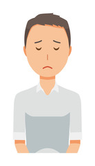 A man wearing a short sleeve shirt apologizes